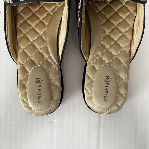 Birdies Phoebe Embroidered Floral Jacquard Slipper Mules Flats in Black Size 8.5 - Picture 9 of 15
